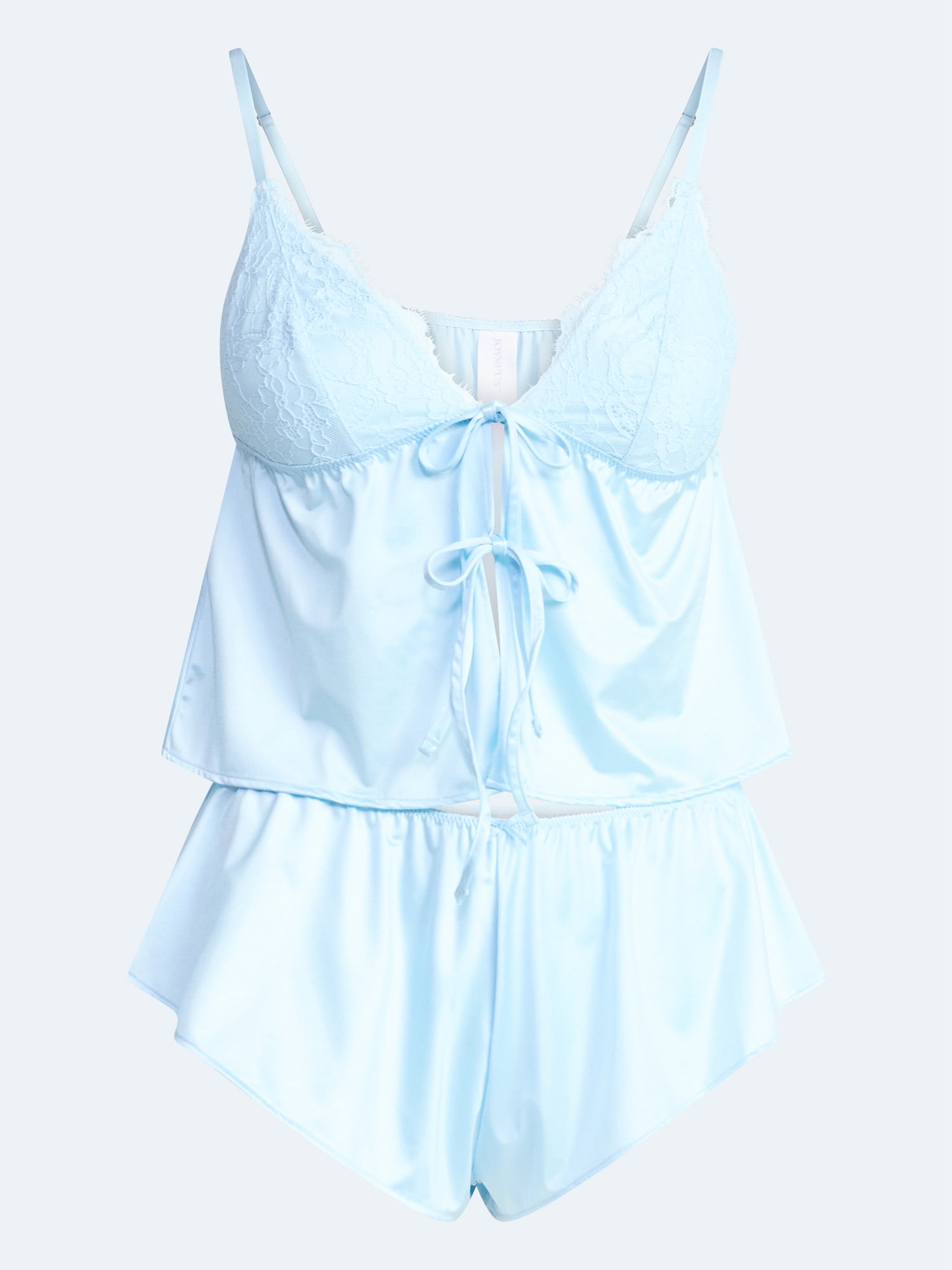 Joyspun Women's Bridal Lace Satin Cami and Shorts Set, 2-Piece, Sizes XS-XXXL