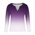 thumbnail image 4 of QUNYINEY Long Sleeve Shirts for Women V-Neck Gradient Casual Purple Tops Waffle Pullover Drop Shoulder Loose T-Shirts, 4 of 4