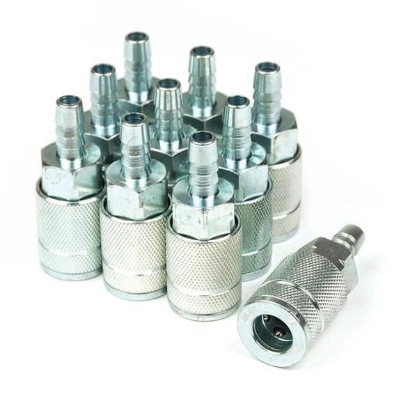 Primefit TC3838BS-B10B Automotive T-Style 0.37 x 0.37 in. Standard Barb Steel Coupler - Pack of 10