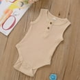 thumbnail image 2 of Newborn Baby Summer Sleeveless Romper Solid Color Ribbed Knit O Neck Jumpsuit, 2 of 6