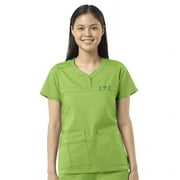 Wink WonderFLEX Patience - Women's Curved Notch Neck Scrub Top, Green Apple, XS