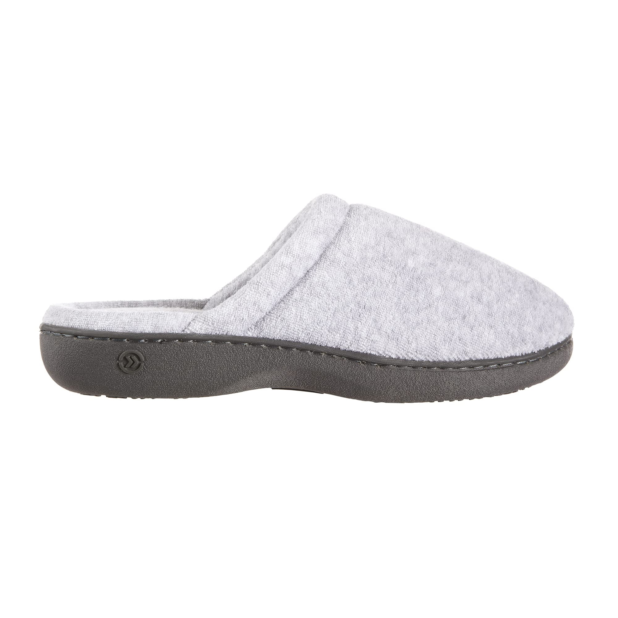 Isotoner Women's Classic Terry Clog Slippers Slip, Heather Grey