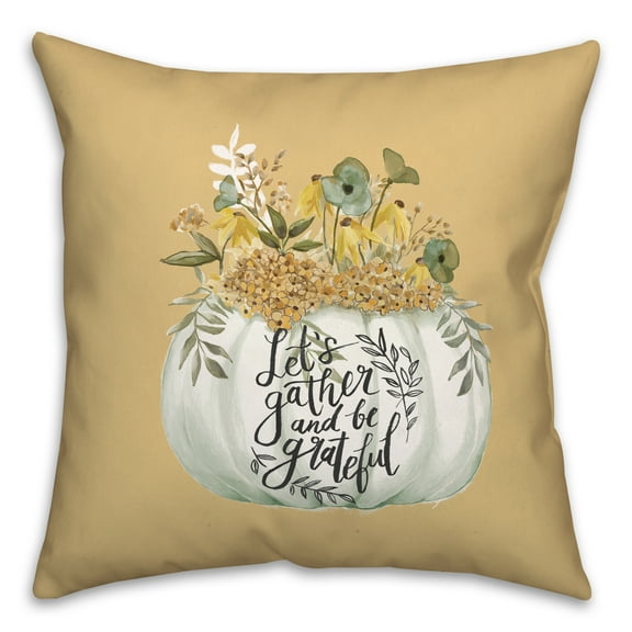 Creative Products Pumpkin Watercolor Florals 2 18 x 18 Spun Poly Pillow