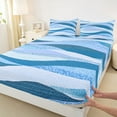 thumbnail image 3 of Castle Fairy Gradient Blue Stripes Twin Sheet Sets,Abstract Geometric Lines Bedding, 3 of 7