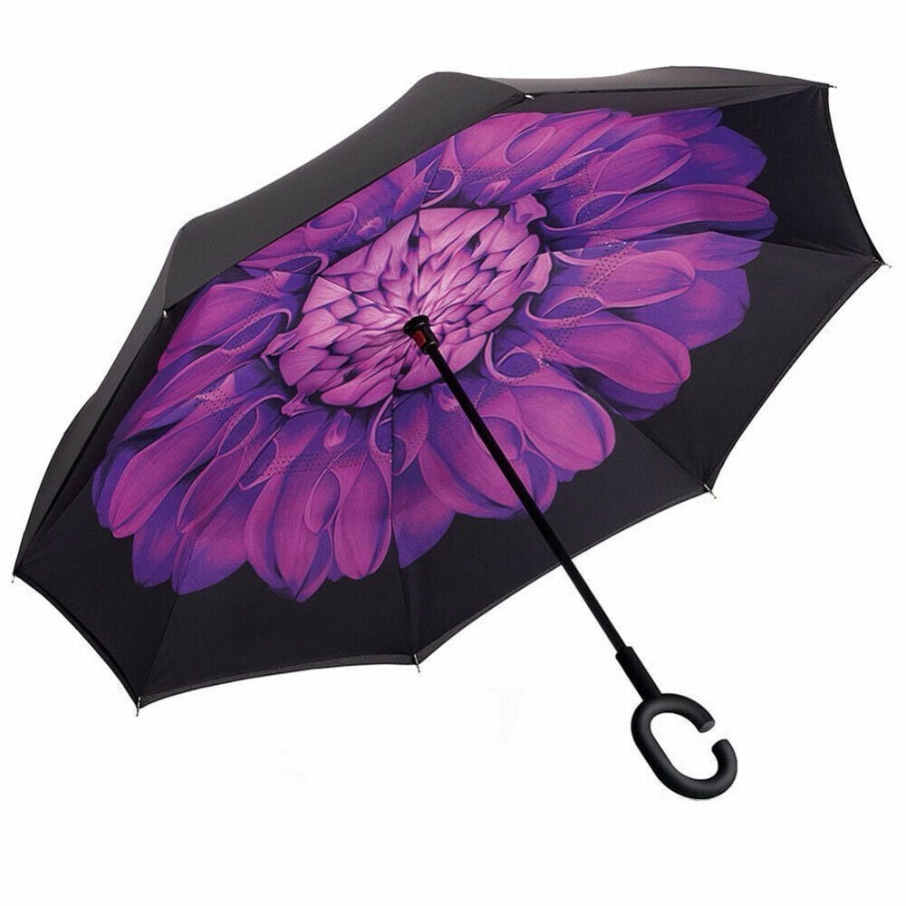 Inverted Umbrella,Windproof Reverse Umbrella, Umbrellas for Women, UV Protection, Upside Down Umbrella C-Handle P9