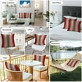 thumbnail image 6 of Brown Red Striped Outdoor Pillow Covers Set of 2 Modern Vintage Wood Texture Rectangle Waterproof Throw Pillow Case Decorative Square Cushion Cover for Patio Couch Garden Balcony, 16"x16", 6 of 9