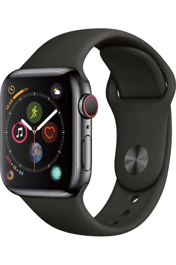 Pre-Owned Apple Watch Series 4 GPS + Cellular, 40mm Space Black Stainless Steel Case with Black Sport Band