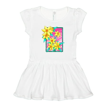 

Inktastic Daffodils 90s Retro Colors Illustration Gift Toddler Girl Dress