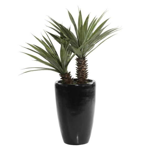 DecMode 37" Artificial Dracaena Plant in Realistic Leaves and Black Fiberglass Pot