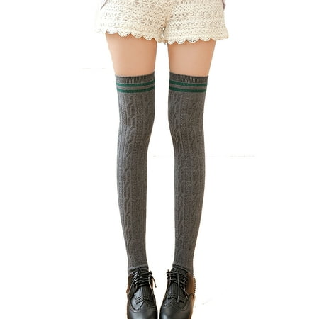 

Fullvigor Women Knit Cotton Over The Knee Striped High Stocking Socks