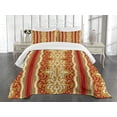 thumbnail image 3 of Ambesonne Orient Quilted Bedspread Set 3 Pcs, Middle East Swirl Motif, Queen Size, Ruby Pale Coffee Cream, 3 of 5