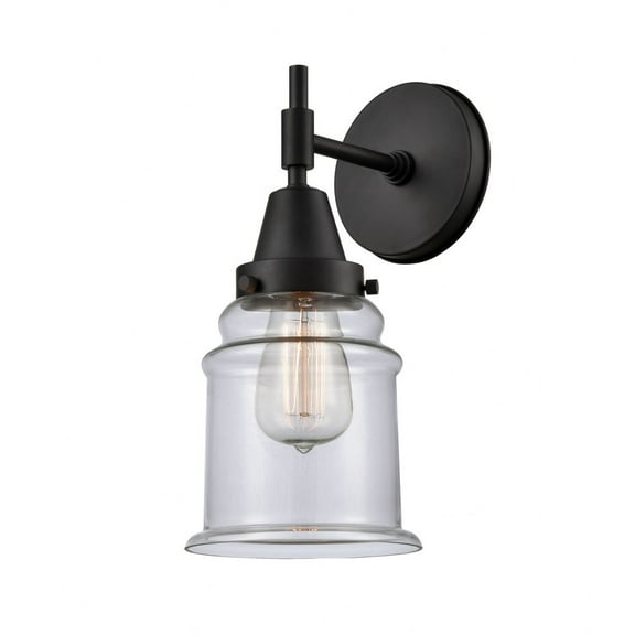 447-1W-BK-G182-Innovations Lighting-Canton - 1 Light Wall Sconce-12.5 Inches Tall and 6 Inches Wide-Matte Black Finish-Clear Glass Color