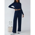 thumbnail image 4 of Conjunto Deportivo Y2K de Dos Piezas para Mujer, con Larga, Top Ajustado y Pantalones Anchos, Ideal para y Otoño Azul Oscuro XL, 4 of 8