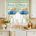 thumbnail image 4 of Happy Easter Swag Valance Curtains Watercolor Blue Truck Yellow Easter Eggs Bunny Chicken Green Plaid Rod Pocket Swag Curtains Small Window Treatments for Kitchen Bedroom 36" W x 63" L, 2 Panels, 4 of 9