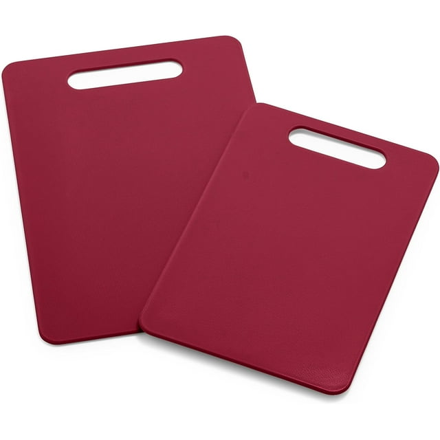GreenLife Cutting Board Set 8x12 & 10x14, Extra Durable, Meal Prep, Non-Slip, Grip Handles, Crack Resistant, Dishwasher Safe, Reversible, Versatile Kitchen Essentials, Red