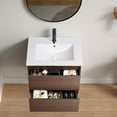 thumbnail image 2 of Dark Brown Wall-Mounted Bathroom Vanity, Easy-Assemble With Video Guide, Soft-Close Drawer (Premium Slides), Sturdy Wood Construction, 2 of 4