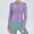 thumbnail image 4 of Ediodpoh Women’s Slim Fit Seamless Yoga Jacket with Zipper Solid Color Body Contouring Design for Fitness Purple L, 4 of 7