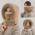 thumbnail image 5 of Zipper Integrated Face Mask Hat with Fuzzy Trim, 2025 Winter Fleece Balaclava for Men and Women, Cold Weather Windproof Beanie for Outdoor Activities, Travel, and Daily Commute - Rose Gold, 5 of 5