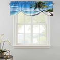 thumbnail image 2 of Beach Palm Tree Tie Up Window Valance Summer Ocean Blue Sky Tropical Island Tie-up Valance for Kitchen Windows Adjustable Small Curtain Balloon Shades for Kitchen Bathroom Cafe 42x18inch, 2 of 9