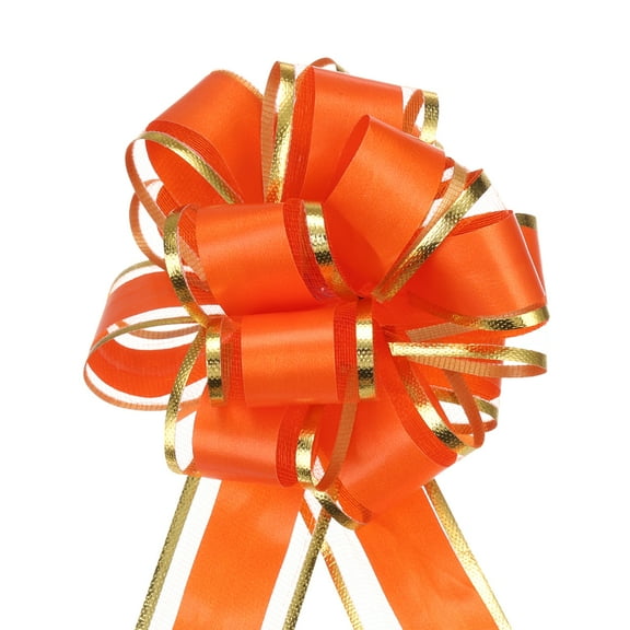 Uxcell 5Pcs 4" Large Big Pull Bow Gift Wrapping Bow Ribbon for Christmas,Orange Red