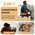 thumbnail image 3 of Couch Armrest Table, Bamboo Couch Arm Tray with Cup Holder & Rotatable Phone Holder, Foldable Desktop Dual-Use Sofa Armrest Organizer for Snacks/Remote, 3 of 14