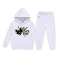 thumbnail image 5 of NAISIBABY Kids Girls Sets 2-Piece, Leopard Graphic Heart Long Sleeve Pullover Hoodie and Sweatpant Fall Causal Activewear Clothes White 7T, 5 of 6