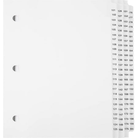 Exhibitindexes® Numbered Dividers 101-200 Punched - AVE Style Bold Tabs - Side Collated Exhibit Tabs - Made in The USA | Letter Size - 101-200 - Sets