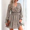 thumbnail image 4 of Flowy Dress, Cute Deep V Collar Dress Fashionable Floral Print For Women For Vacation For Shopping ANGGREK No, 4 of 6
