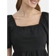 thumbnail image 5 of Time and Tru Women's and Women's Plus Tie Back Mini Dress with Puff Sleeves, Sizes XS-4X, 5 of 5