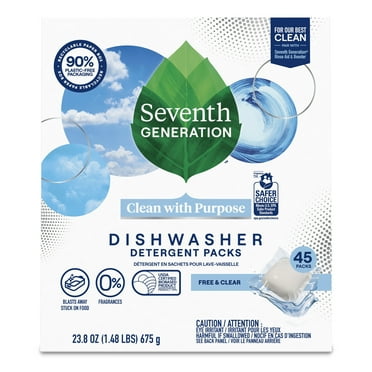 Seventh Generation Dishwasher Detergent Packs Fresh Free & Clear, 45 Count