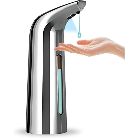 ABCISI Automatic Soap Dispenser Touchless, Battery Operated Electric, 14oz/400ml Liquid Hand Soap Dispenser with Motion Sensor, Suitable for Kitchen Bathroom Hotel, IPX6 Waterproof(Silver)…