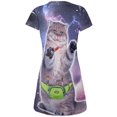 thumbnail image 2 of Makeup Cat Funny All Over Juniors Beach Cover-Up Dress Multi LG, 2 of 2