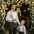 thumbnail image 3 of Tan Boys Suspenders and Bow Tie Set 1 inch X Back, 3 of 9