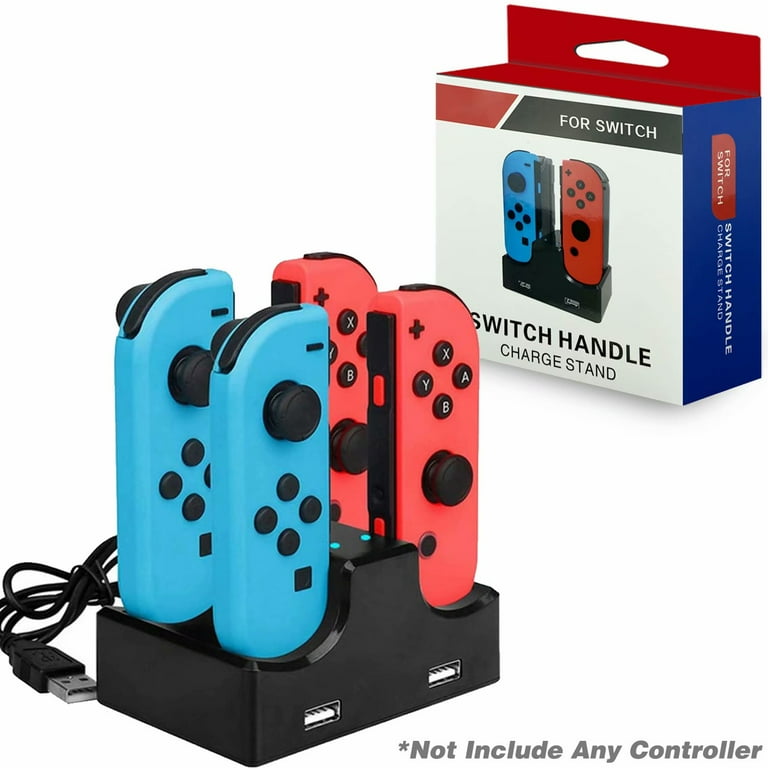 Nintendo Switch Multiple Joy Con Charger 4 in 1 Fast Charging Station for Nintendo Switch Joy Con Controllers with Individual LED Indicator and 2 USB