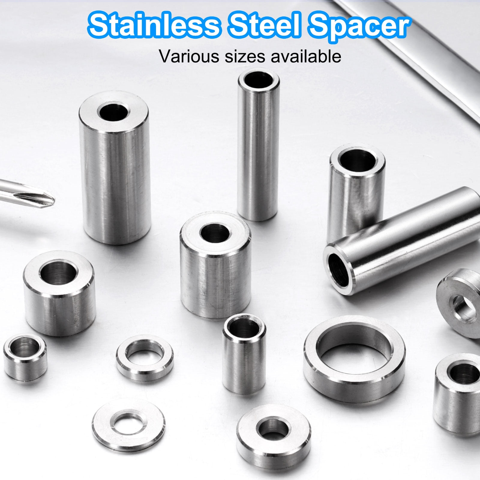 25 Packs Stainless Steel Spacer 5/16" Bore x 1/2" OD x 1" Length