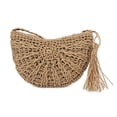 thumbnail image 1 of Forzero Ladies summer rattan straw woven handbag, half moon shape bohemian beach messenger bag, handmade basket straw woven coin purse, suitable for all occasions, 1 of 5