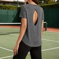 thumbnail image 3 of fatyb Workout Tops for Women Open Back Athletic T Shirts Short Sleeve Womens Running Tees Activewear, 3 of 7