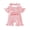 Pink, variant on RUINIXCW Baby Girls Half Birthday Outfit Short Sleeve Ruffled Crewneck Letter Biscuit Embroidery Striped Jumpsuit with Headband