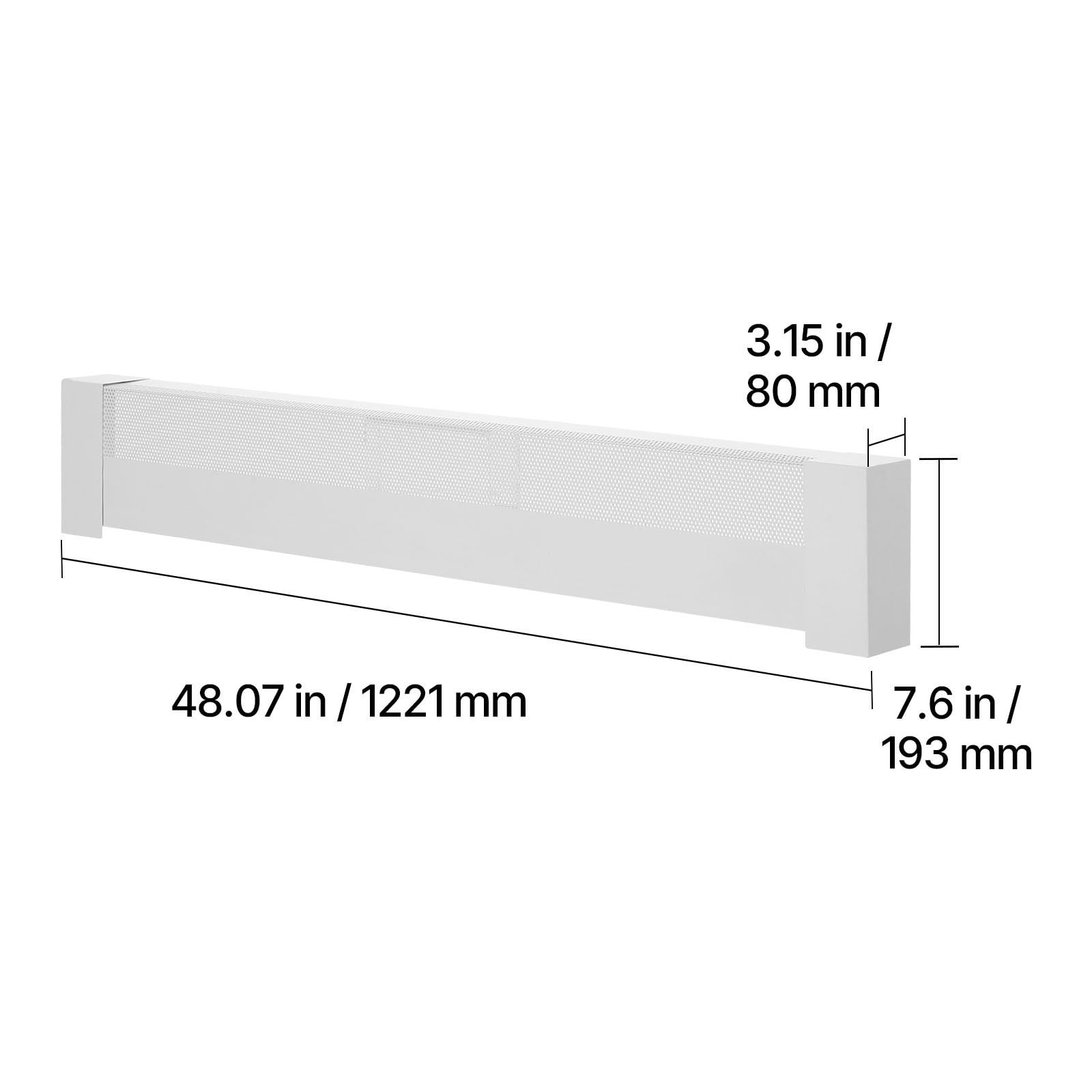 4ft Baseboard Heater Cover Replacement, Powder-Coated Steel, Ventilation Openings, Easy Installation, White Finish for Home Heating Upgrade