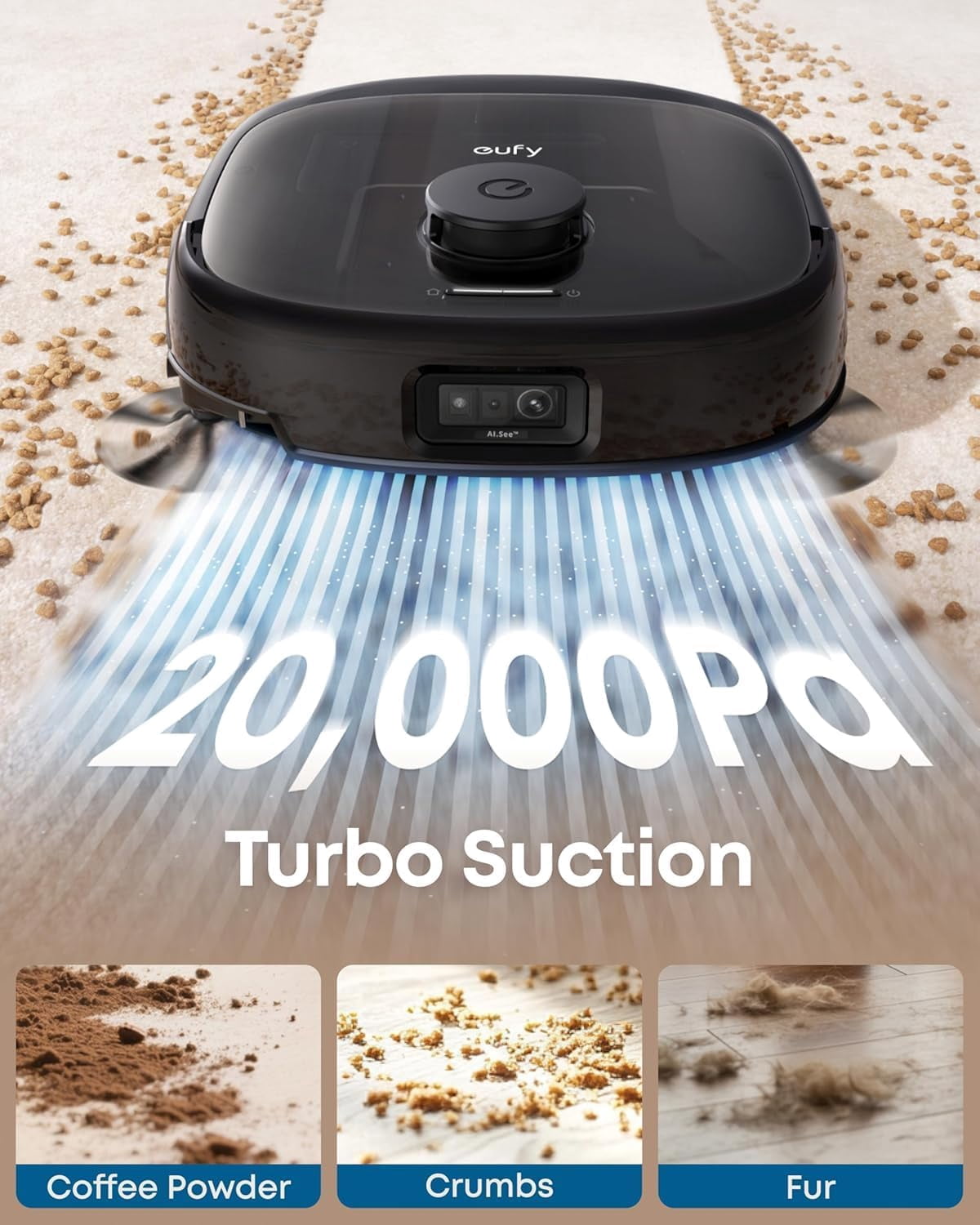 Restored eufy Robot Vacuum E25, 20,000 Pa Suction,HydroJet Always-Clean Roller Mop, All-in-One Robot Vacuum and Mop Combo (Refurbished)