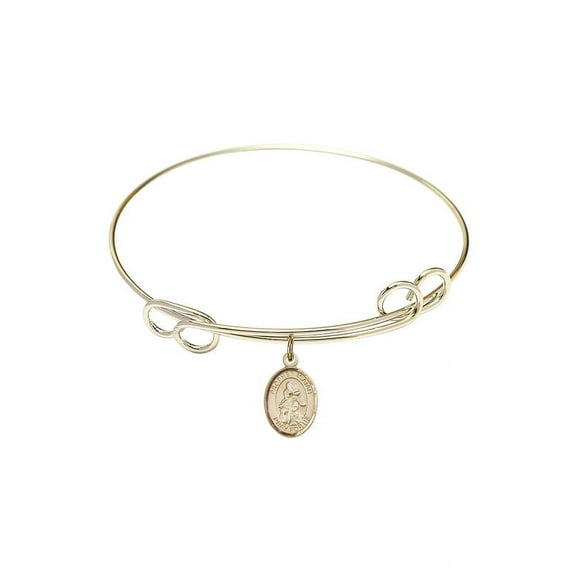 7 1/2 inch Round Double Loop Bangle Bracelet w/ St. Isaiah in Gold-Filled