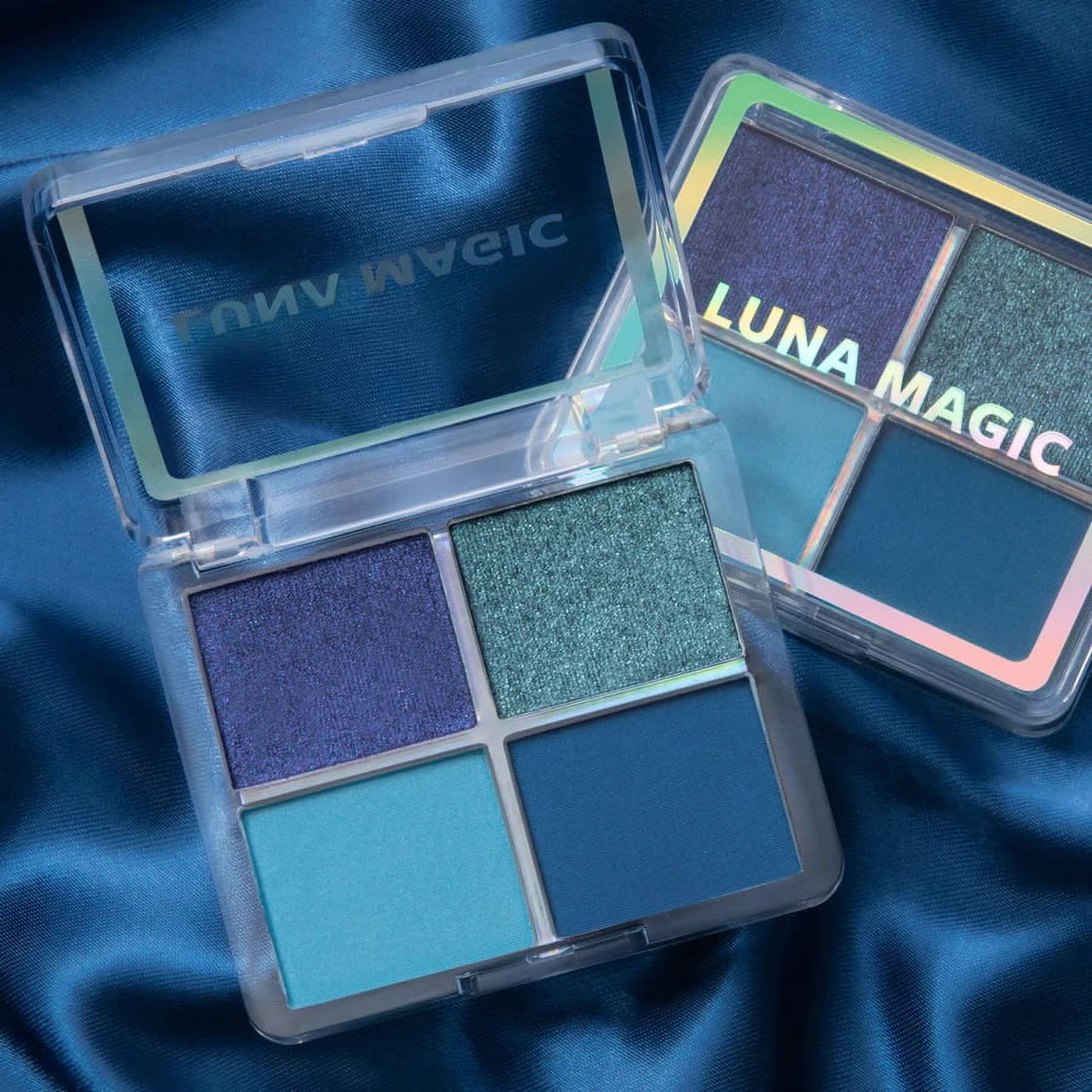 LUNA MAGIC High Pigment Travel Makeup Quad Eye Shadow Palette, Royal Nights, Mini