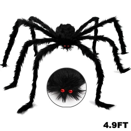 Halloween Giant Spider, Halloween Spider Outdoor Decoration Fake Large Hairy Spider Props Yard Decor (4.9FT)