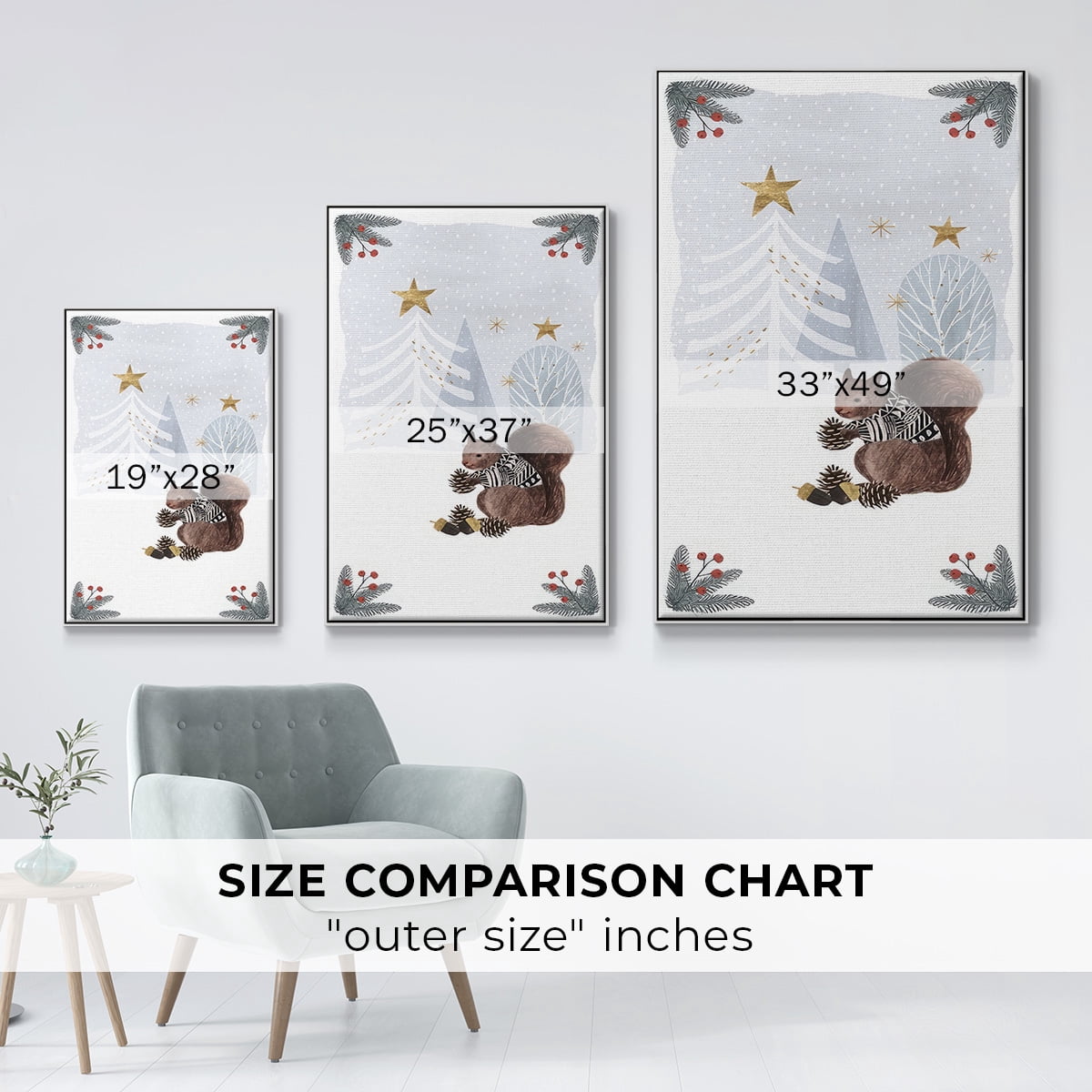 Cozy Christmas Collection B - Framed Gallery Wrapped Holiday Canvas - 17 x 25 - White Frame
