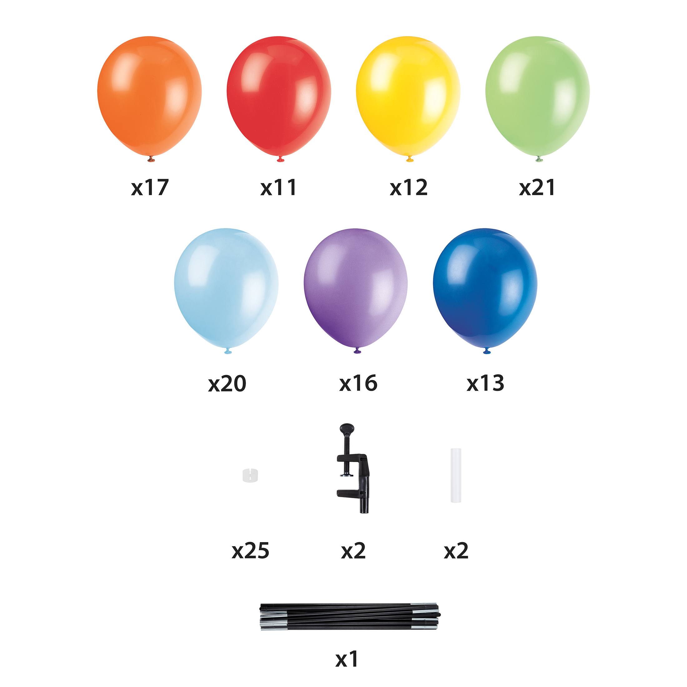 Way to Celebrate Tabletop Balloon Arch Kit, Rainbow Colors, 160 Pieces photo 2