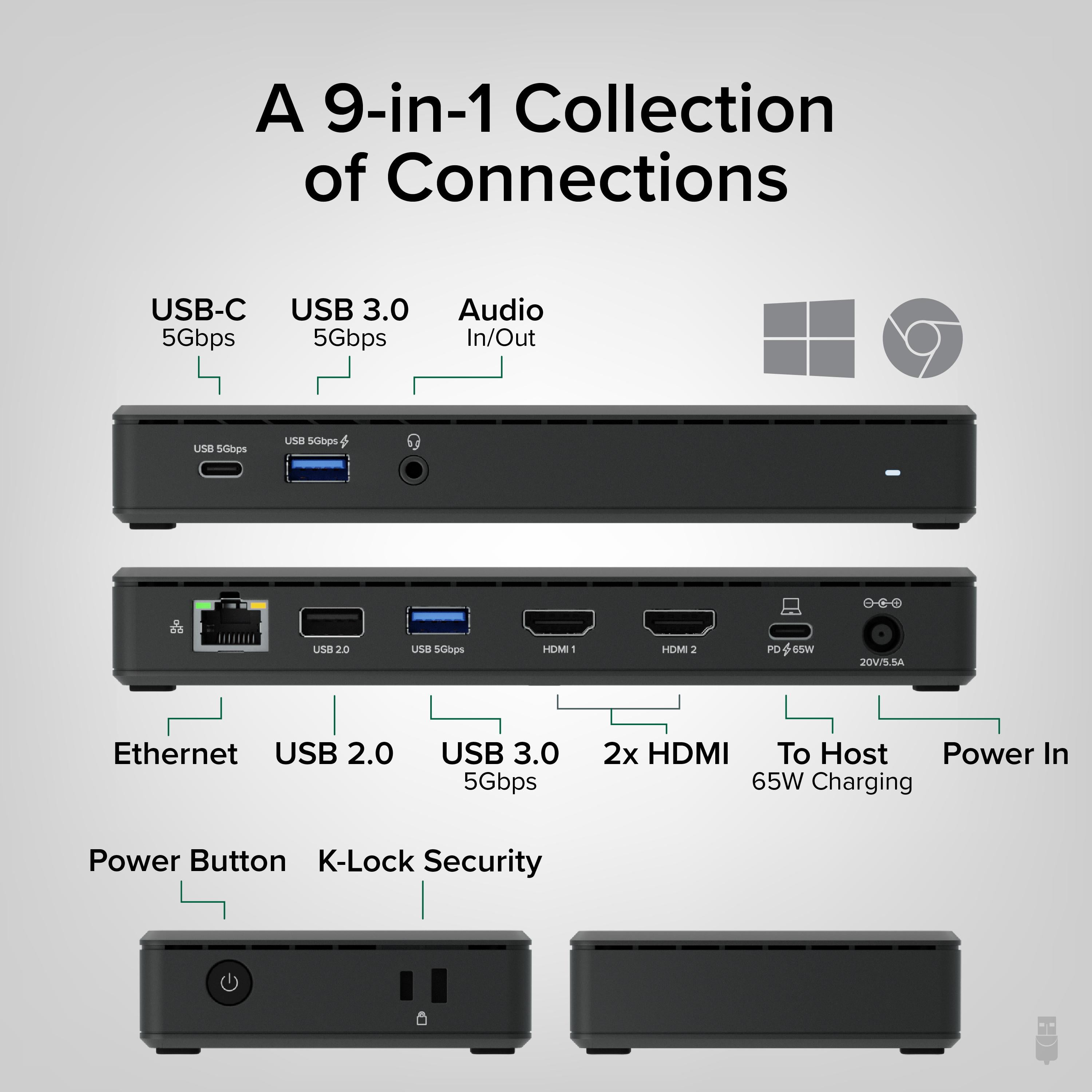 Plugable USB C Docking Station Dual Monitor 2 HDMI Ports, Power Delivery Dock, Dual 4K Monitor (ud-msth2)