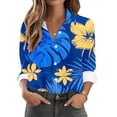 thumbnail image 3 of Women's Button-Up Shirts Fashion Floral Print Dressy Blouses Casual Turndown Collar Shirt Long Sleeve Loose Work Tops Spring Summer Outdoor,Beach,Vacation Top 11#Multicolor 3XL, 3 of 6