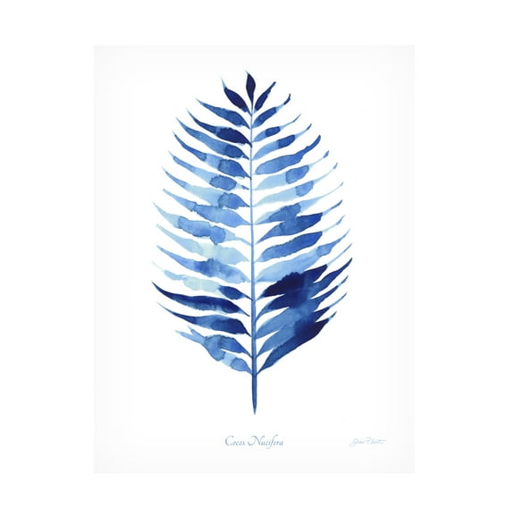 Canvas Wall Art - Jean Plout 'Indigo Botanical 6' Wall Art for Living Room, Bedroom, or Office Décor by Trademark Fine Art - 14 x 19 Inches
