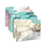 New Generation Decorative Letter Size 1/3 Cut Tab File Folders, Marble Patterns, 12 Count