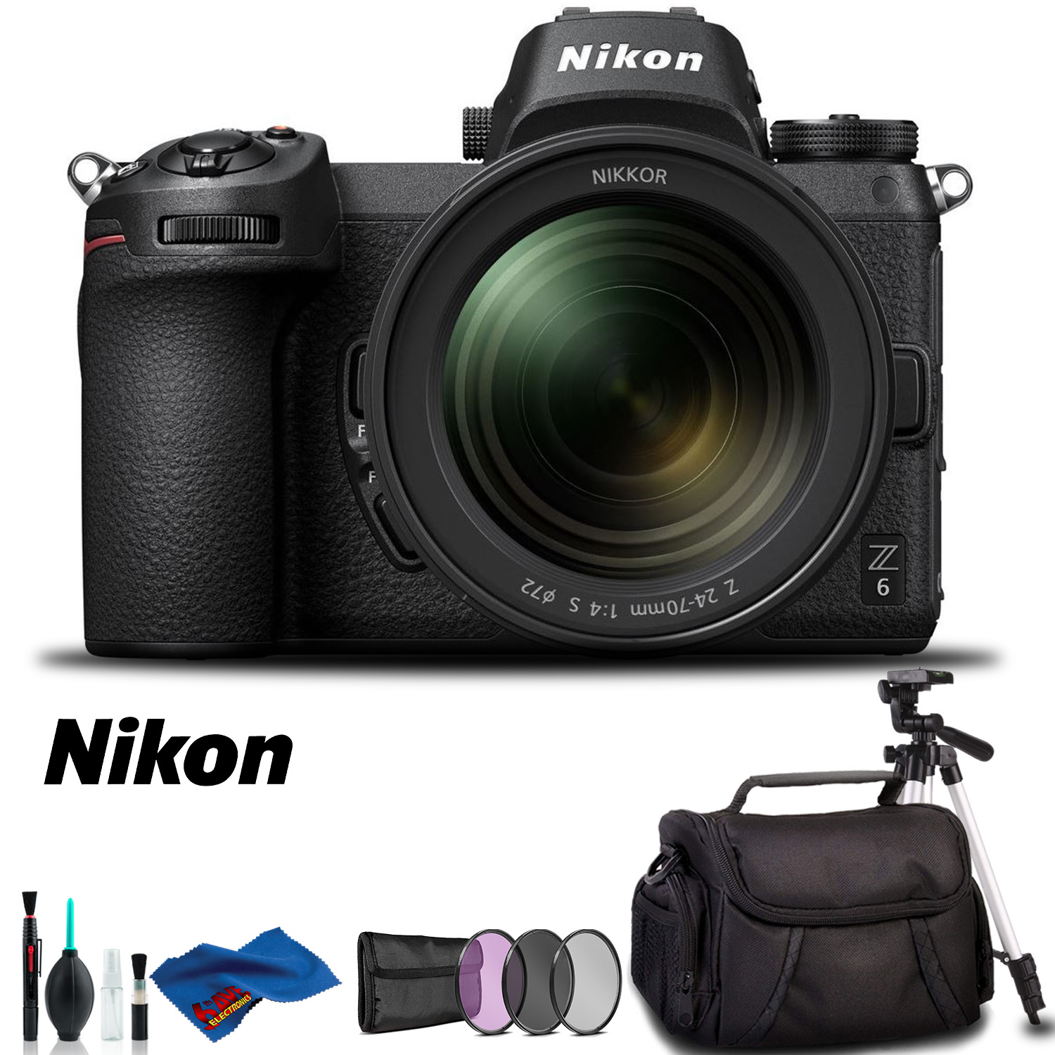 Nikon Z 6 Mirrorless Digital Camera with 2470mm Lens, Case, and Tripod